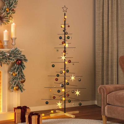 Vidaxx Weihnachtsdekoration Weihnachtsbaum mit Holzsockel 180 cm Metall Schwarz