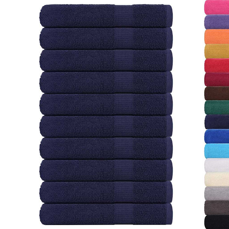 VIDAXL -Handtücher 10 PC 100x200 cm 360 g m² 100% Baumwollmarineblau