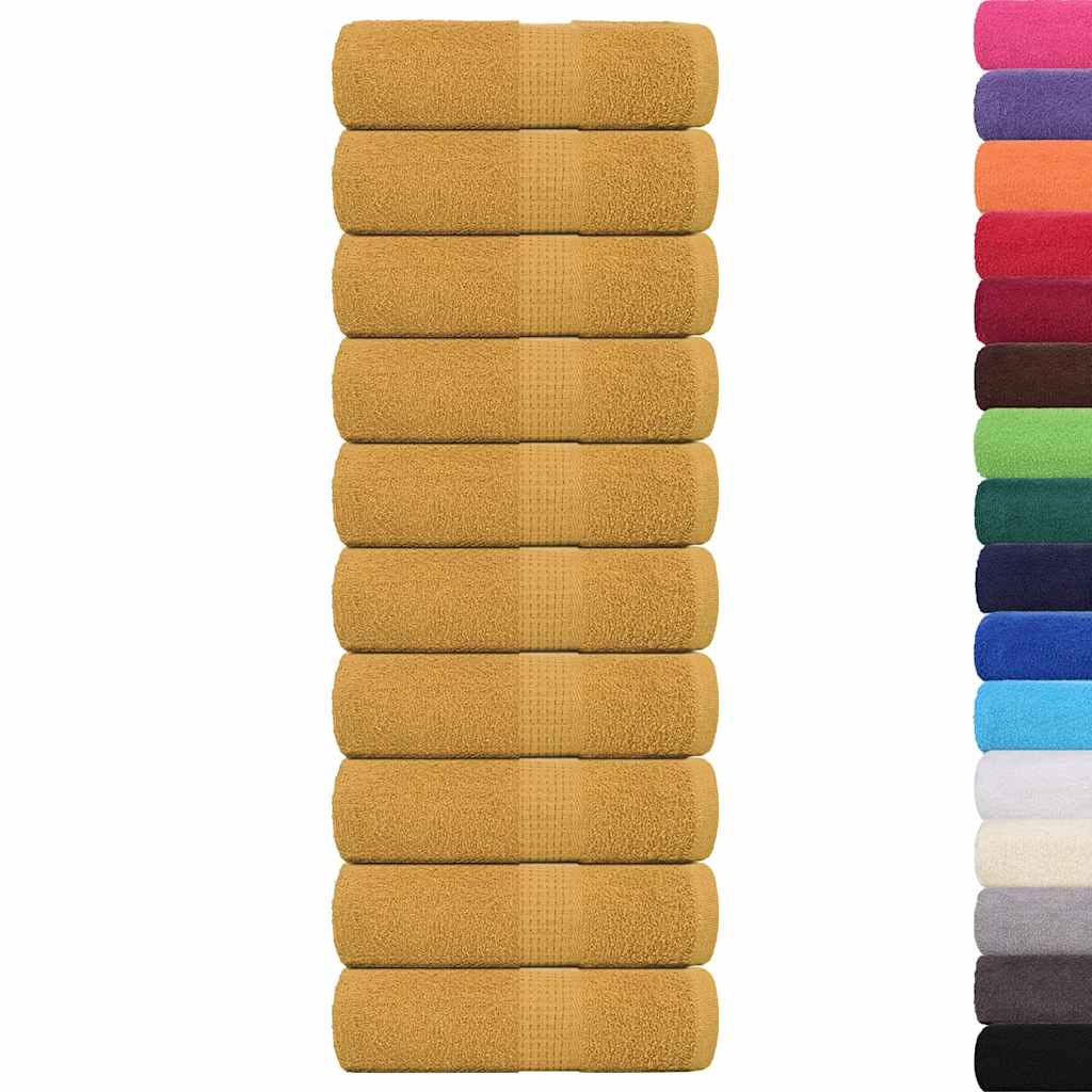 Vidaxl Gäste Wischtücher 10 PCs 30x50 cm 360 g m² 100% Baumwollgoldfarbe
