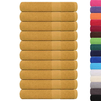 VIDAXL -Handtücher 10 Stcs 100x200 cm 360 g m² 100% Baumwollgoldfarbe