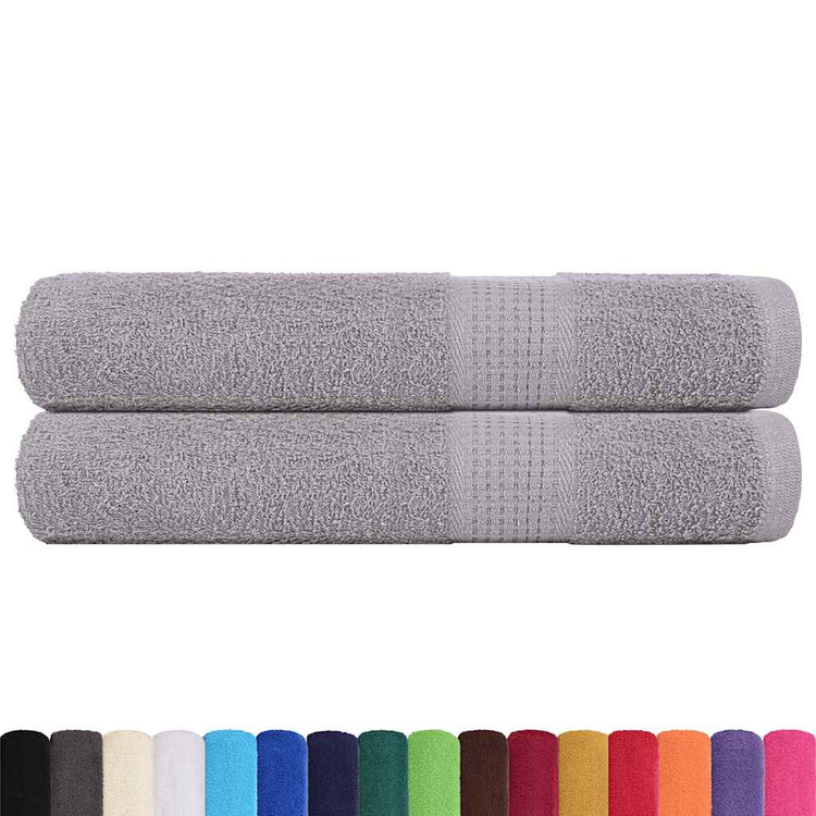 VIDAXL -Handtücher 2 PCs 100x200 cm 360 g m² 100% Baumwollgrau