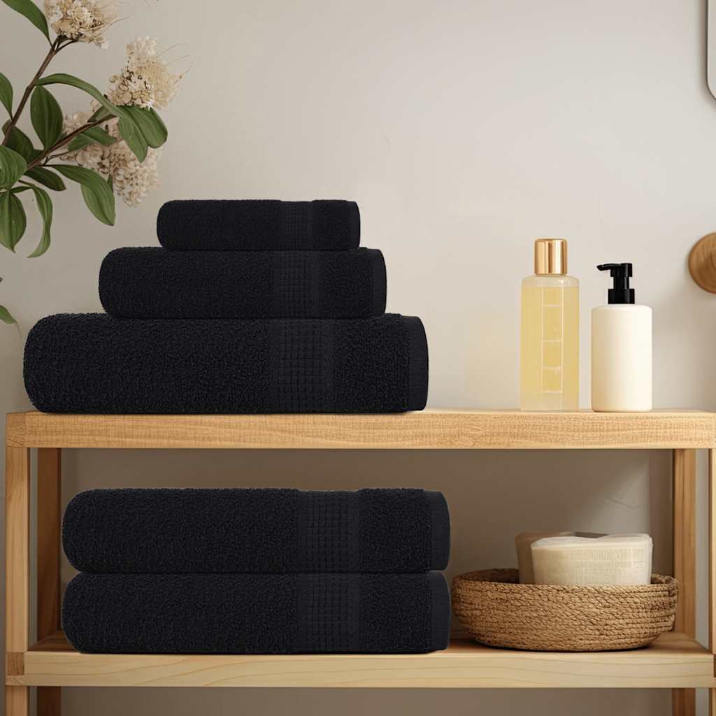 VIDAXL -Handtücher 4 PCs 100x200 cm 360 g m² 100% Baumwollschwarz