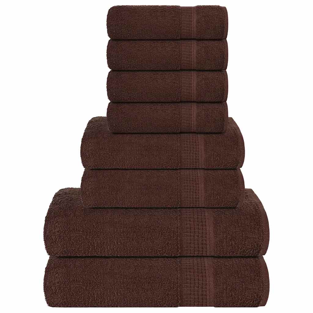 VIDAXL 8-teiliger Handtuchset 360 g m² 100% Baumwollbraun