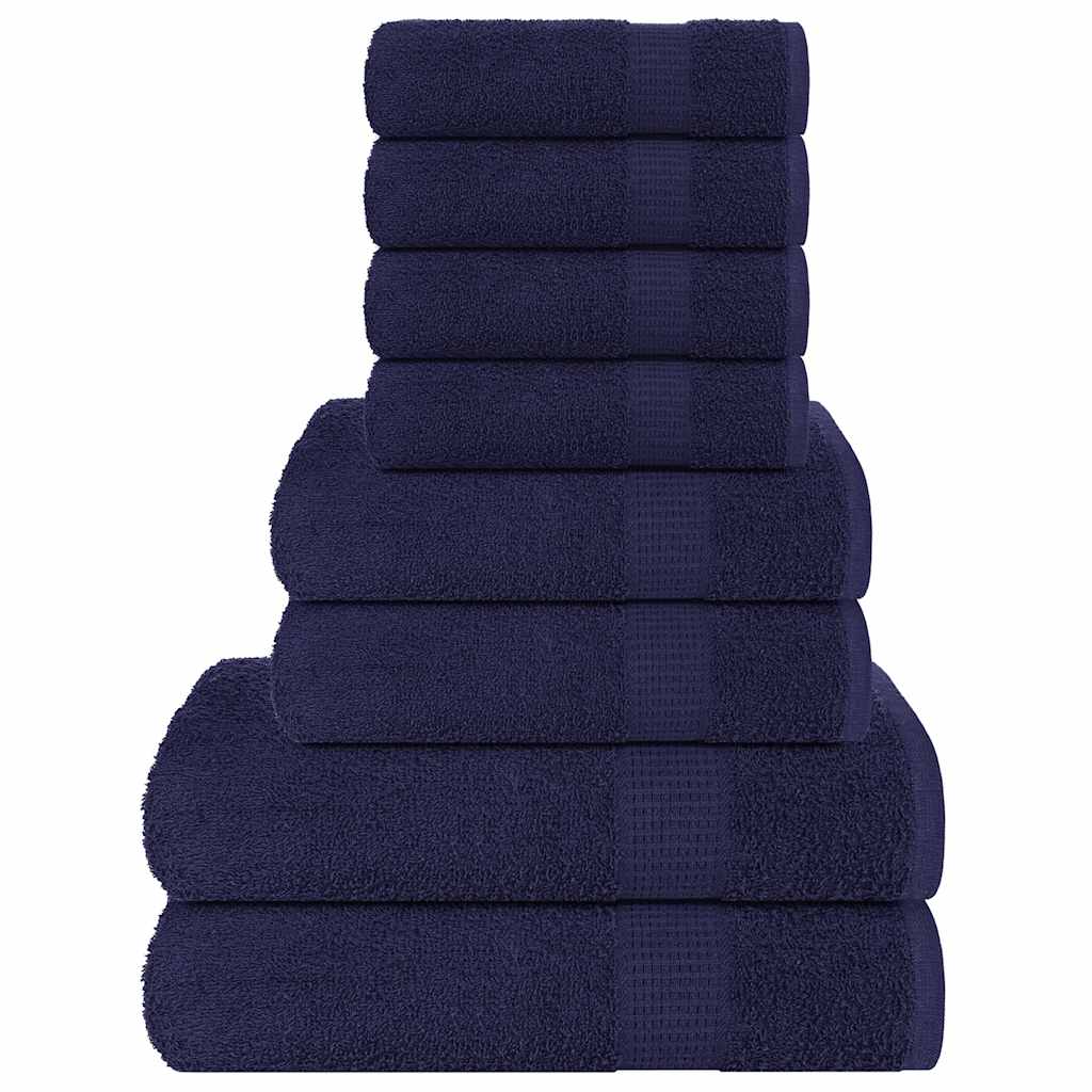 VIDAXL 8-Stück-Handtuchset 360 g m² 100% Baumwollmarine Blau