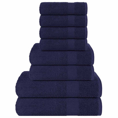 VIDAXL 8-Stück-Handtuchset 360 g m² 100% Baumwollmarine Blau