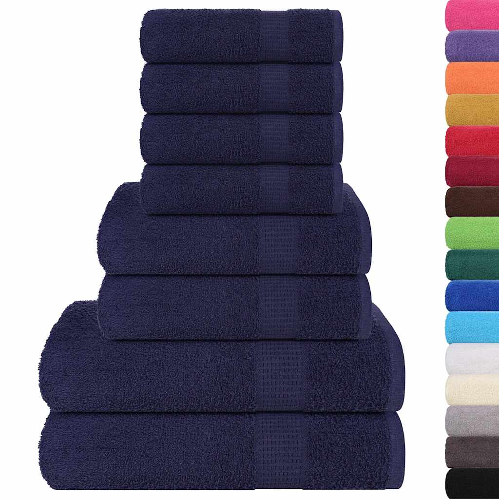 VIDAXL 8-Stück-Handtuchset 360 g m² 100% Baumwollmarine Blau