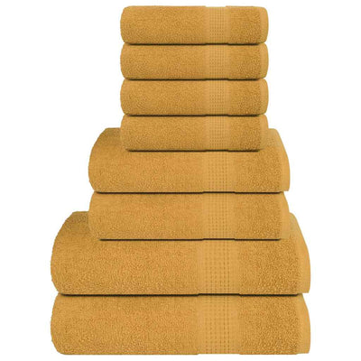 VIDAXL 8-teiliger Handtuchset 360 g m² 100% Baumwollgold gefärbt