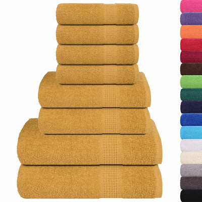 VIDAXL 8-teiliger Handtuchset 360 g m² 100% Baumwollgold gefärbt