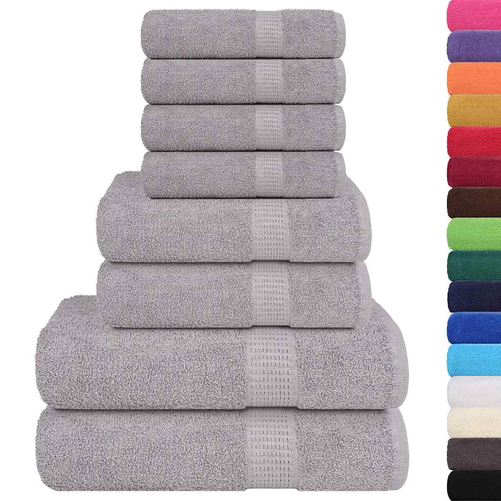 VIDAXL 8-teiliger Handtuchset 360 g m² 100% Baumwollgrau