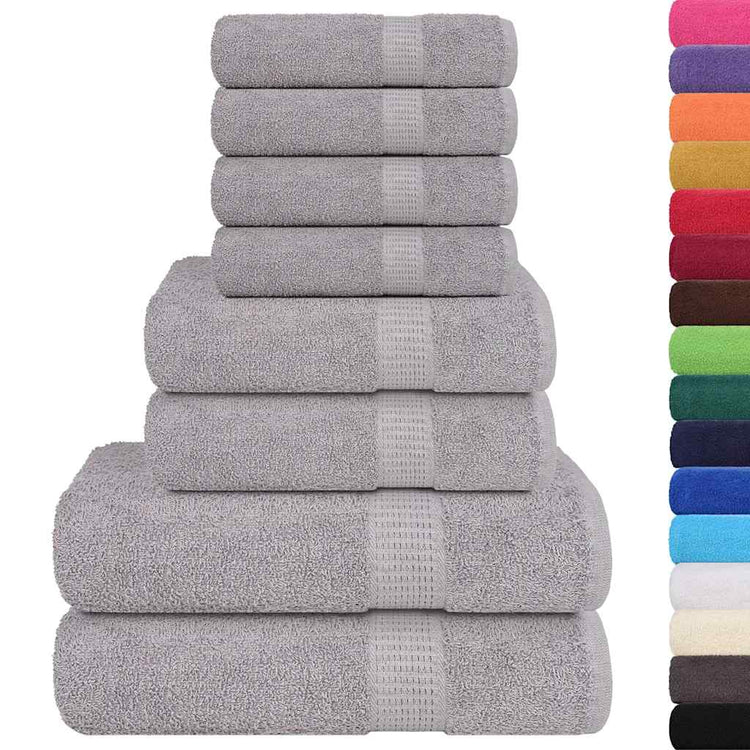 VIDAXL 8-teiliger Handtuchset 360 g m² 100% Baumwollgrau