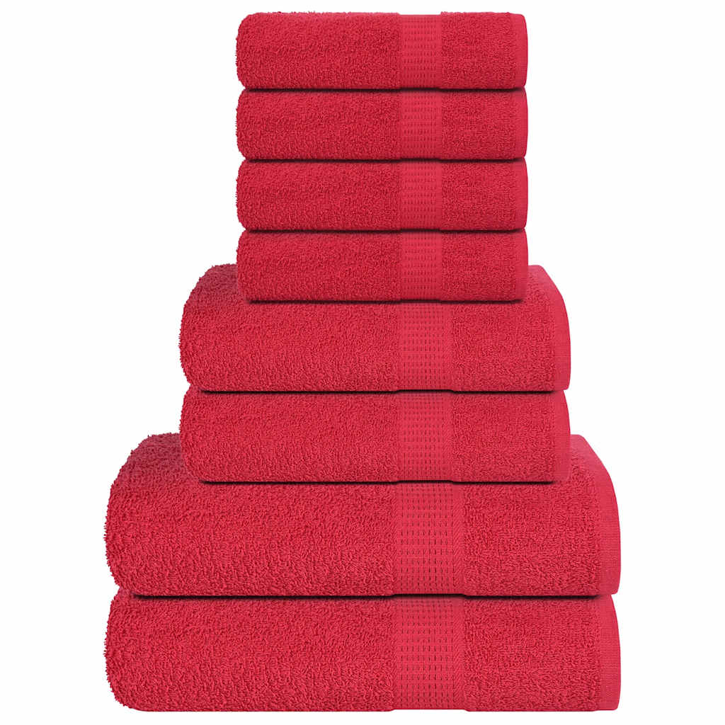 VIDAXL 8-teiliger Handtuchset 360 g m² 100% Baumwollrot