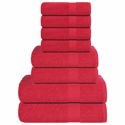 VIDAXL 8-teiliger Handtuchset 360 g m² 100% Baumwollrot