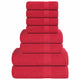 VIDAXL 8-teiliger Handtuchset 360 g m² 100% Baumwollrot