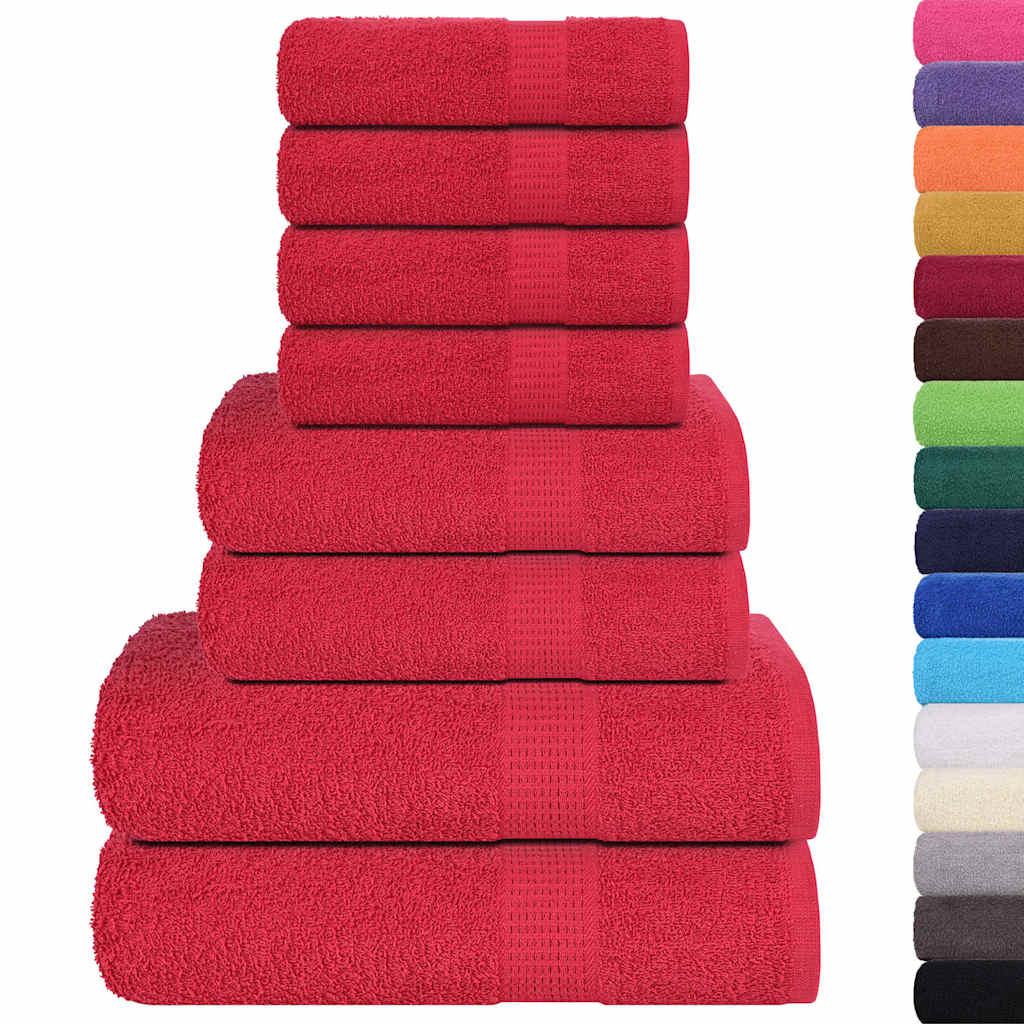 VIDAXL 8-teiliger Handtuchset 360 g m² 100% Baumwollrot