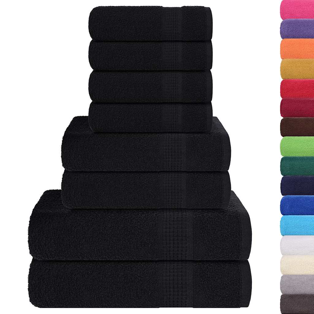 VIDAXL 8-teiliger Handtuchset 360 g m² 100% Baumwollschwarz