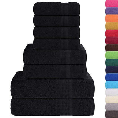 VIDAXL 8-teiliger Handtuchset 360 g m² 100% Baumwollschwarz