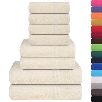 VIDAXL 8-teiliger Handtuchset 360 g m² 100% Baumwollcremefarbe