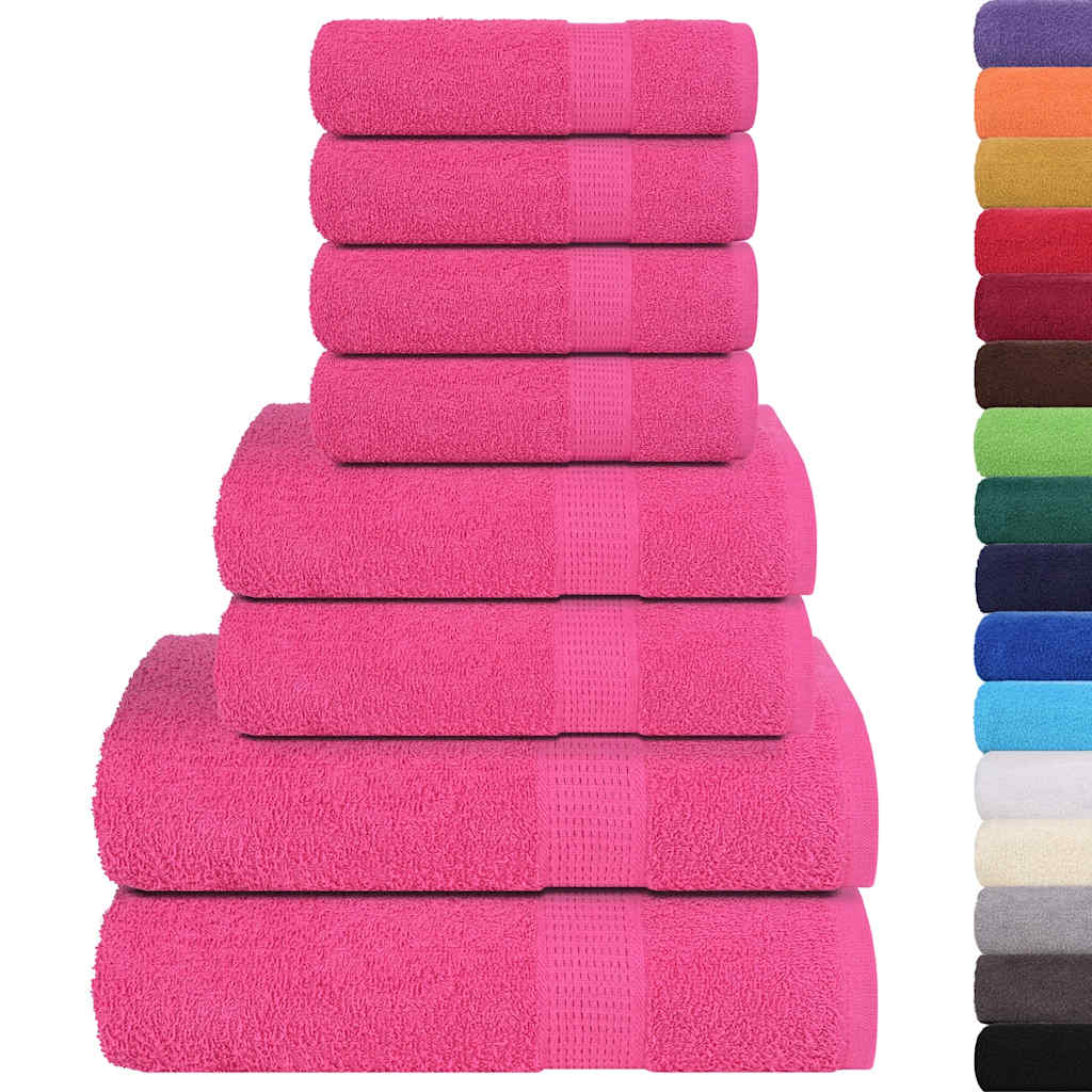 VIDAXL 8-teiliger Handtuchset 360 g m² 100% Baumwollrosa