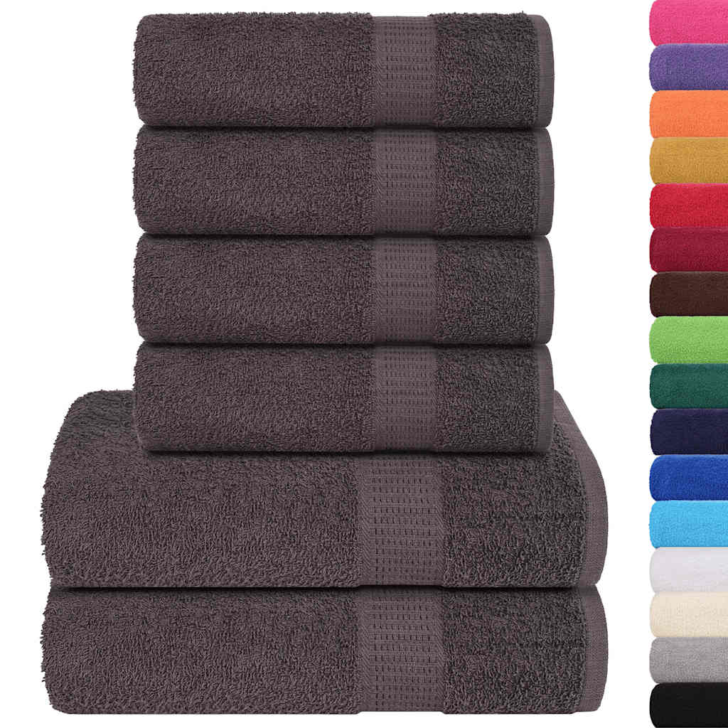 VIDAXL 6-teiliger Handtuchset 360 g m² 100% Baumwoll-Anthrazitfarbe