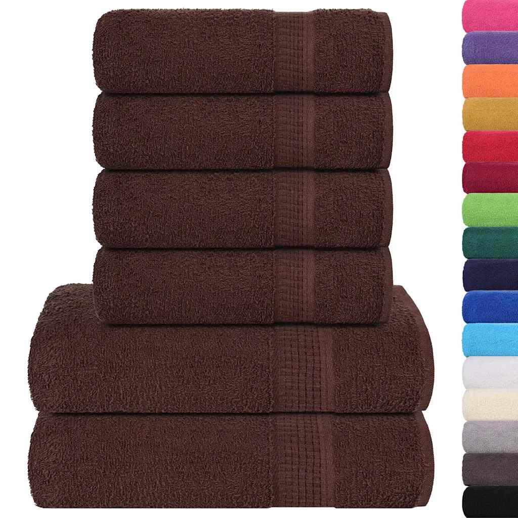VIDAXL 6-teiliger Handtuchset 360 g m² 100% Baumwollbraun
