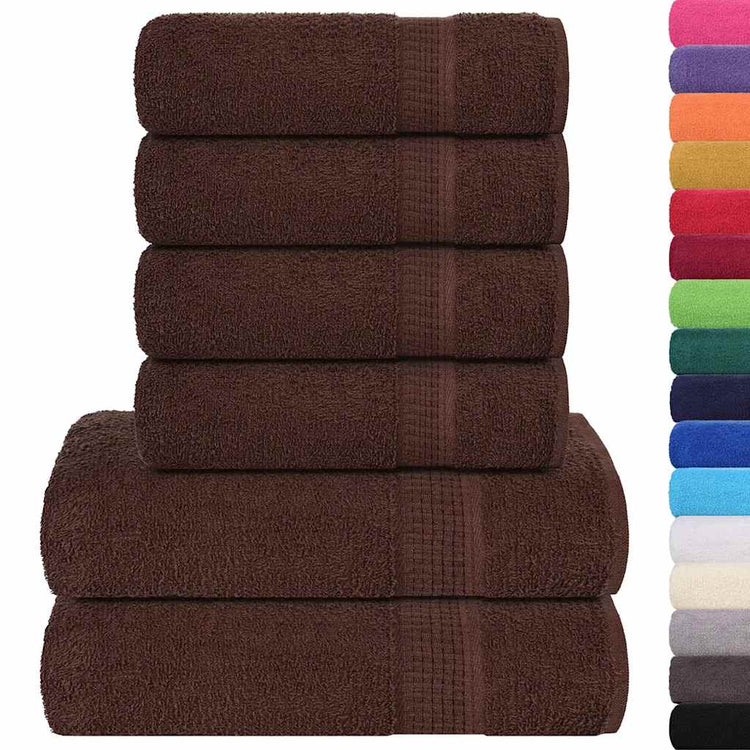 VIDAXL 6-teiliger Handtuchset 360 g m² 100% Baumwollbraun