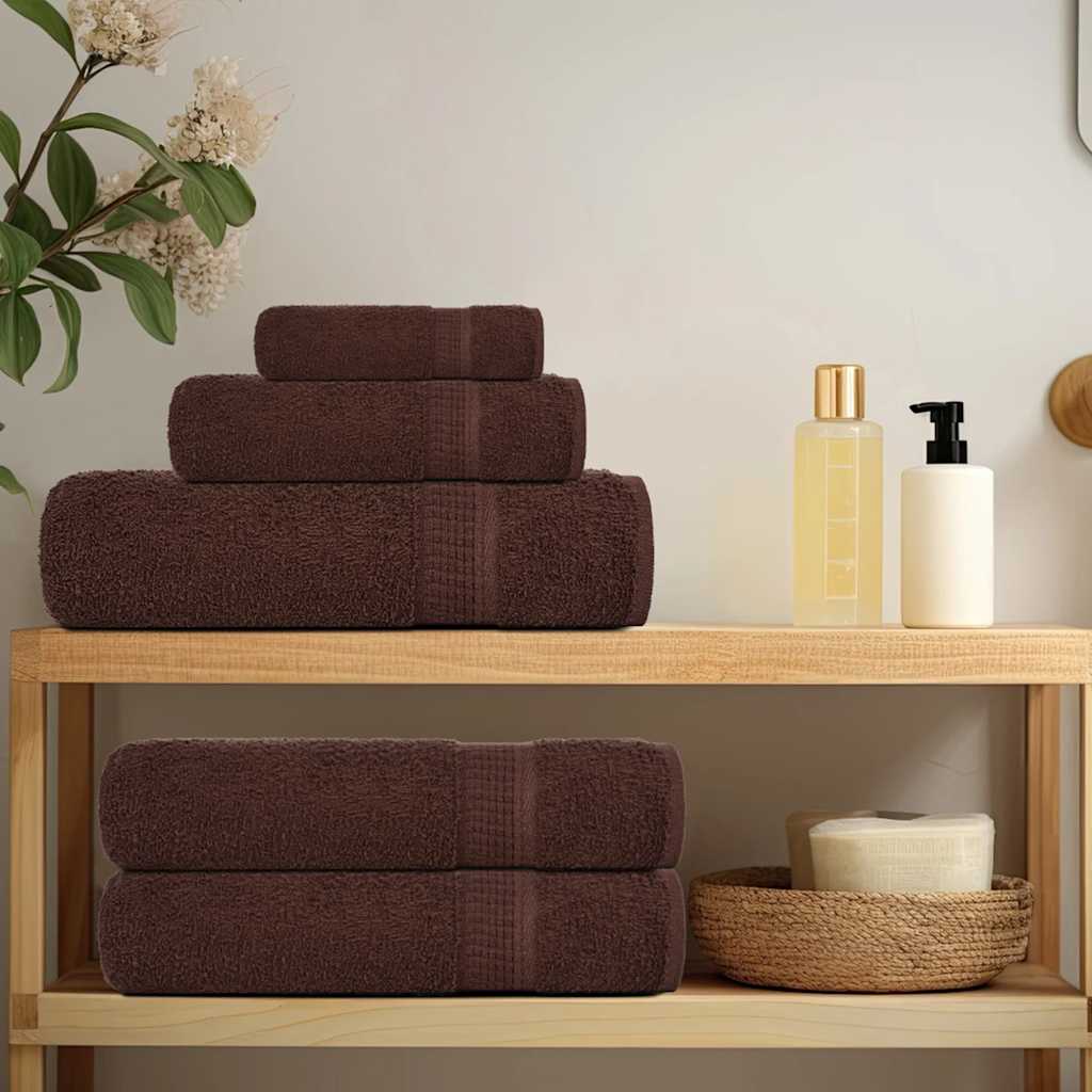 VIDAXL 6-teiliger Handtuchset 360 g m² 100% Baumwollbraun