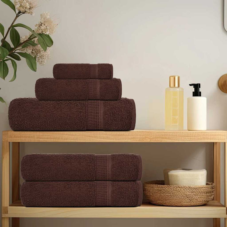 VIDAXL 6-teiliger Handtuchset 360 g m² 100% Baumwollbraun