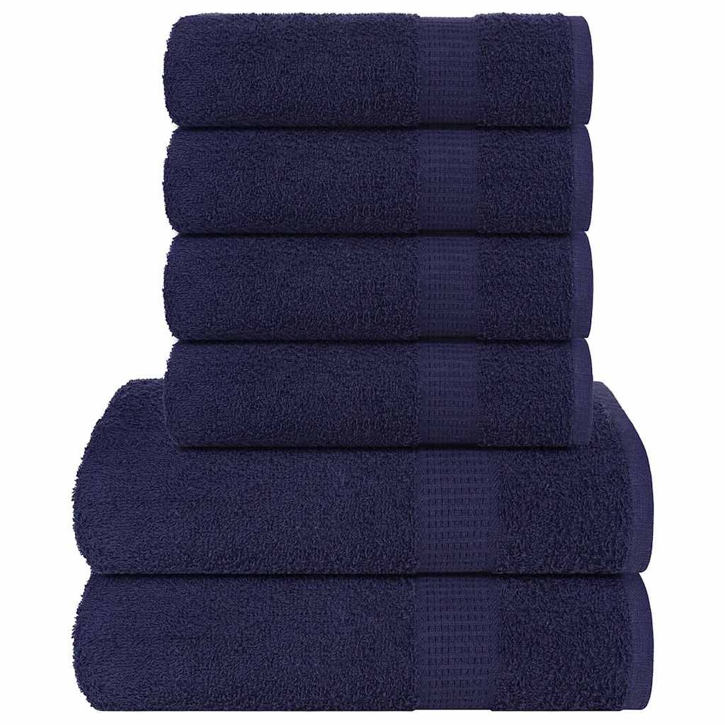 VIDAXL 6-Stück-Handtuchset 360 g m² 100% Baumwollmarine Blau