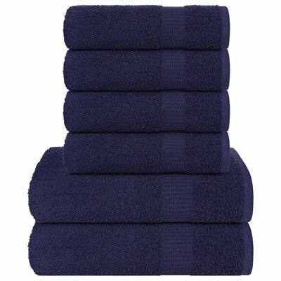 VIDAXL 6-Stück-Handtuchset 360 g m² 100% Baumwollmarine Blau