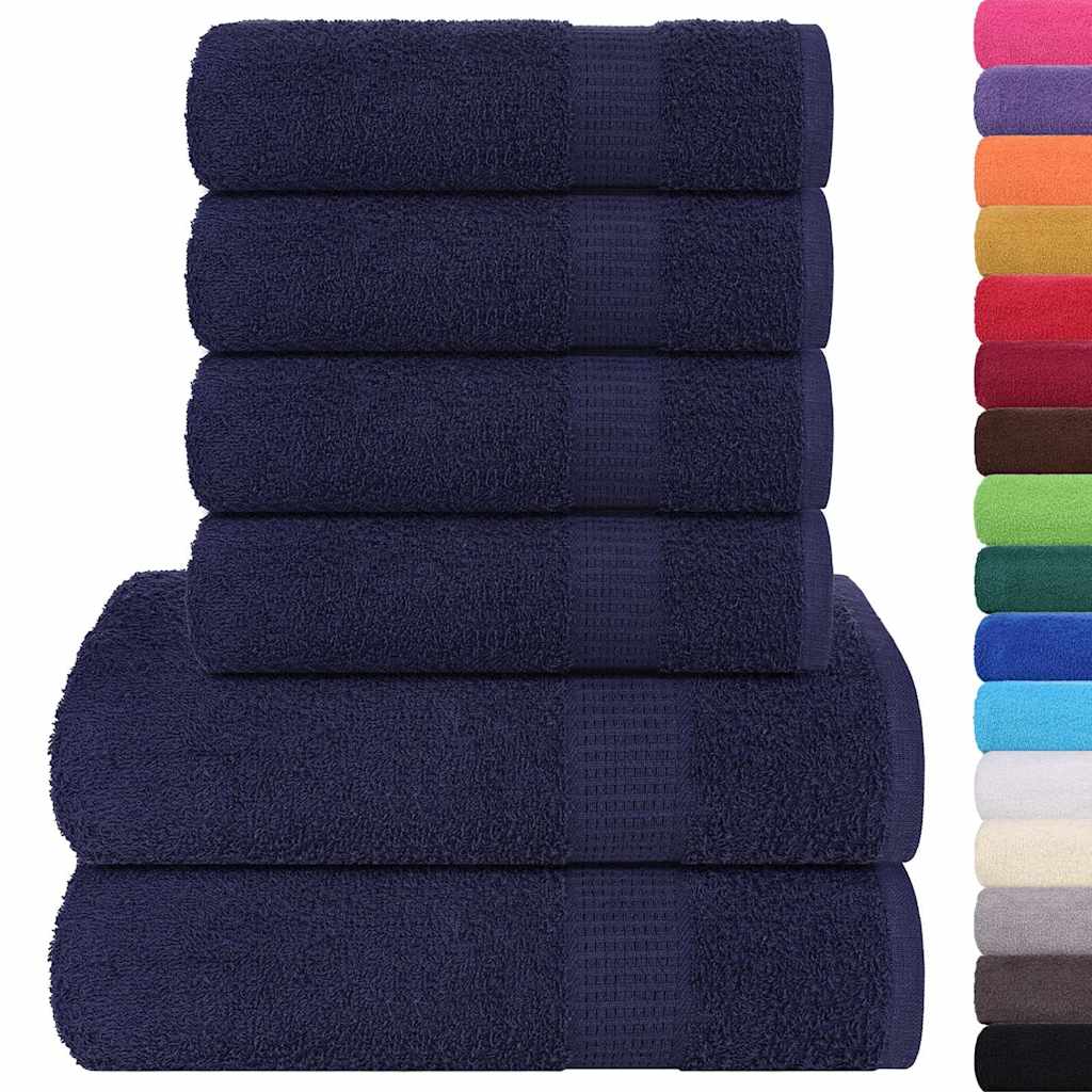 VIDAXL 6-Stück-Handtuchset 360 g m² 100% Baumwollmarine Blau