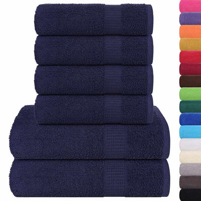 VIDAXL 6-Stück-Handtuchset 360 g m² 100% Baumwollmarine Blau