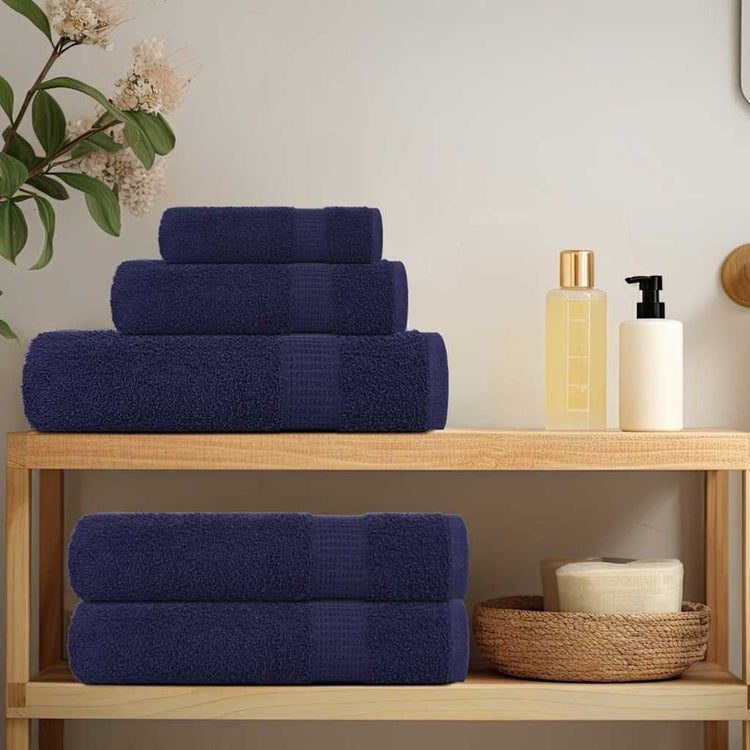 VIDAXL 6-Stück-Handtuchset 360 g m² 100% Baumwollmarine Blau