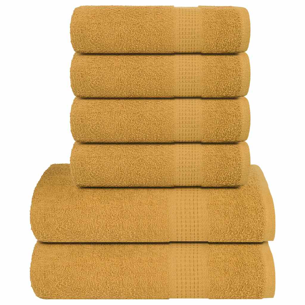 VIDAXL 6-teiliger Handtuchset 360 g m² 100% Baumwollgold gefärbt