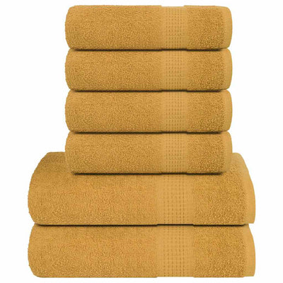 VIDAXL 6-teiliger Handtuchset 360 g m² 100% Baumwollgold gefärbt