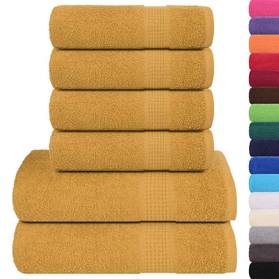 VIDAXL 6-teiliger Handtuchset 360 g m² 100% Baumwollgold gefärbt