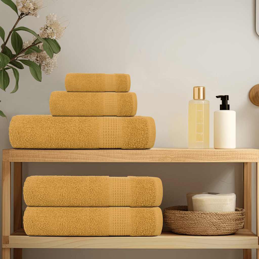 VIDAXL 6-teiliger Handtuchset 360 g m² 100% Baumwollgold gefärbt