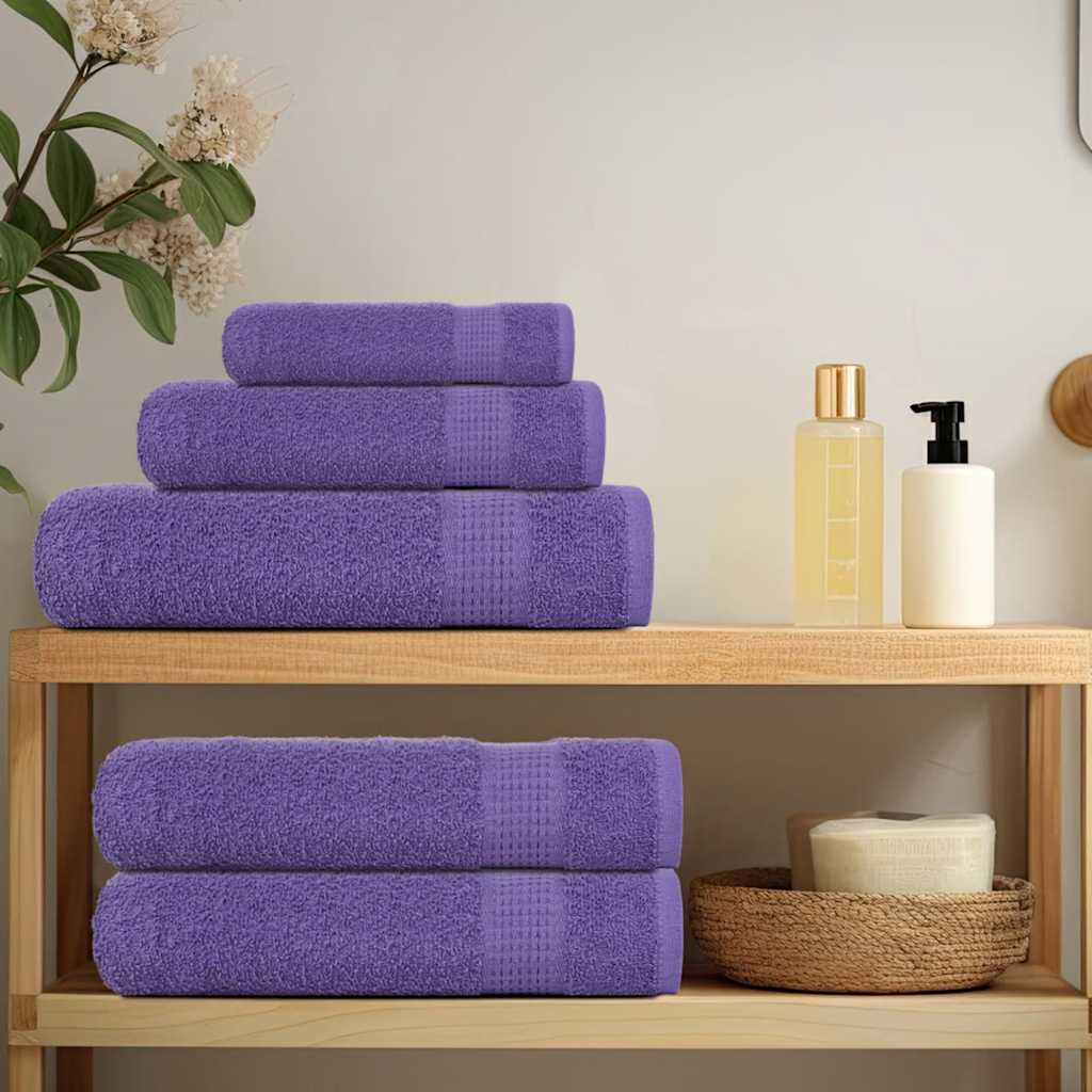 VIDAXL 6-teiliger Handtuchset 360 g m² 100% Baumwollviolett