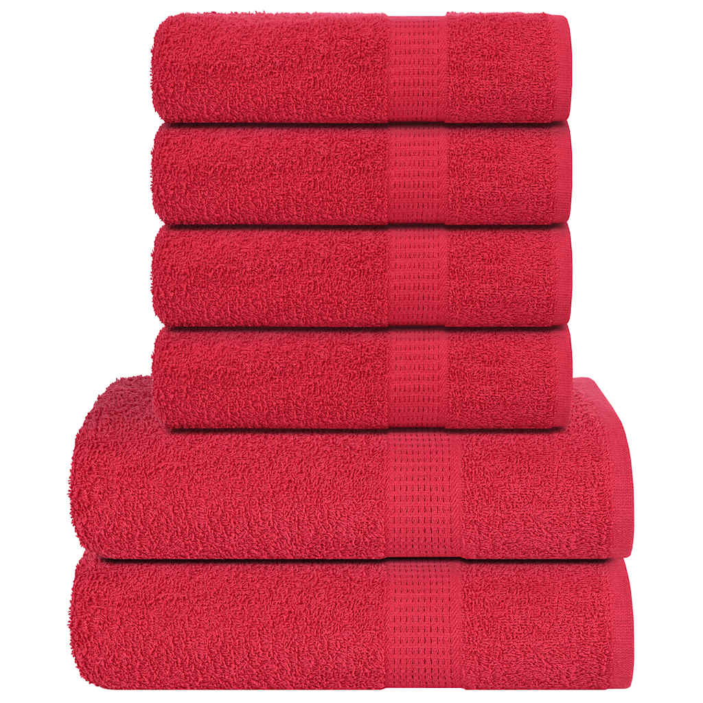 VIDAXL 6-teiliger Handtuchset 360 g m² 100% Baumwollrot