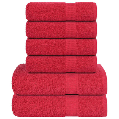 VIDAXL 6-teiliger Handtuchset 360 g m² 100% Baumwollrot