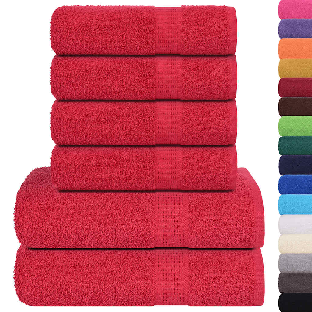 VIDAXL 6-teiliger Handtuchset 360 g m² 100% Baumwollrot