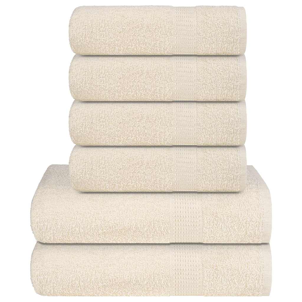 VIDAXL 6-teiliger Handtuchset 360 g m² 100% Baumwollcremefarbe