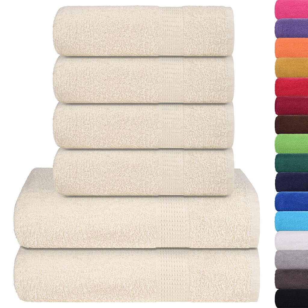VIDAXL 6-teiliger Handtuchset 360 g m² 100% Baumwollcremefarbe