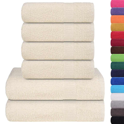 VIDAXL 6-teiliger Handtuchset 360 g m² 100% Baumwollcremefarbe