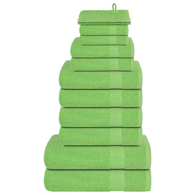 Vidaxl 12-teiliges Handtuchset 360 g m² 100% Baumwollapfelgrün