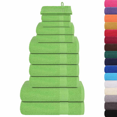 Vidaxl 12-teiliges Handtuchset 360 g m² 100% Baumwollapfelgrün