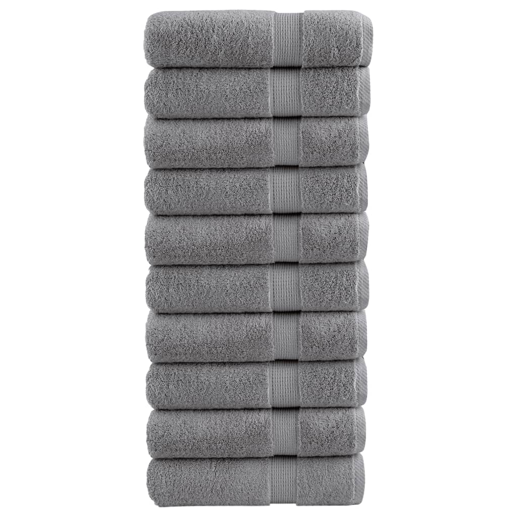 Vidaxl -Handtücher Solund 10 Stk 600 g m² 50 x 100 cm Grau