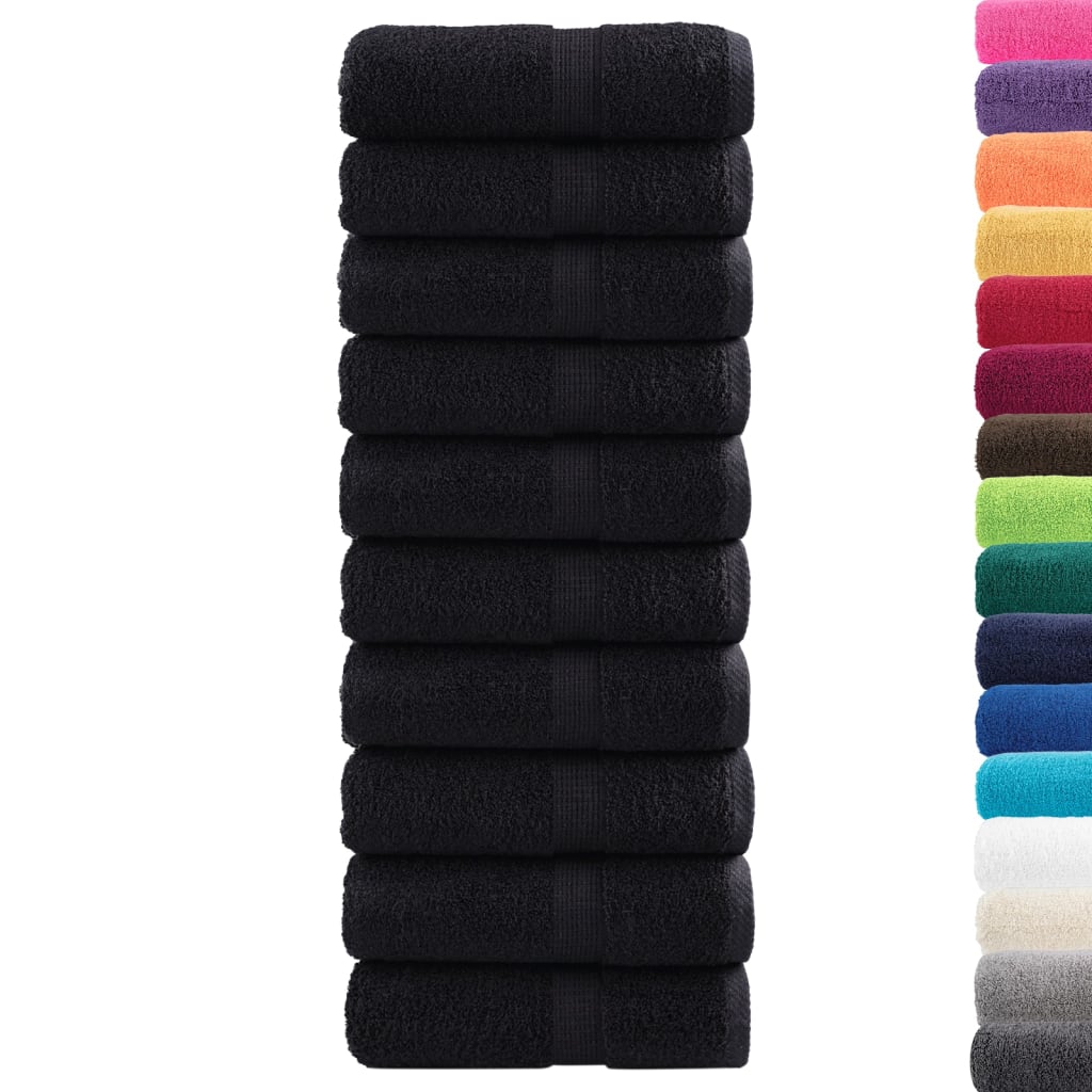 VidaXL Gästehandtücher Solund 10 St. 600 g m² 30x50 cm Schwarz