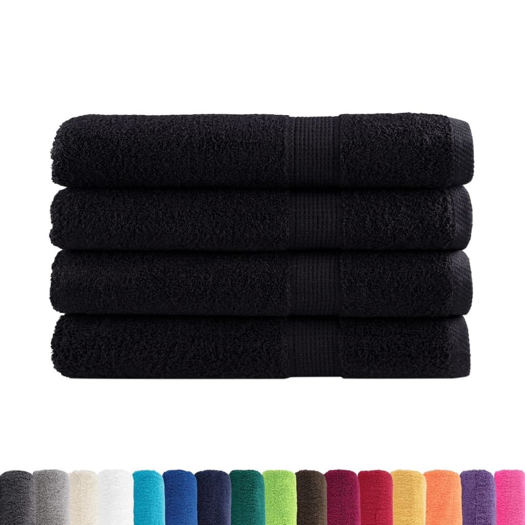 Vidaxl Sauna -Tücher Solund 4 PCs 600 g m² 80x200 cm Schwarz