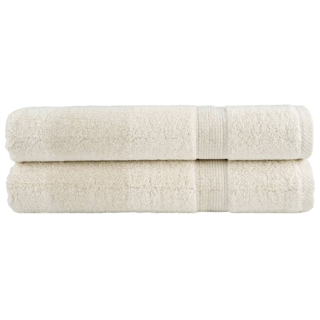 Vidaxl -Handtücher Solund 2 PCs 600 g m² 100x200 cm cremefarben -gepflegt
