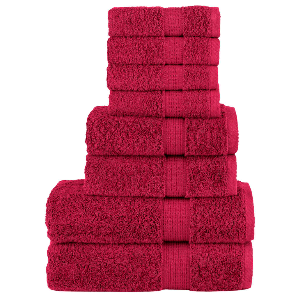 VIDAXL 8-Stück-Handtuchset Solund 600 g m² Rot